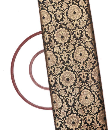 black and golden floral design banarasi brocade silk o146 4085